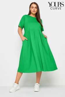 Yours Curve Green Pure Cotton Midaxi Dress (W37446) | 144 QAR