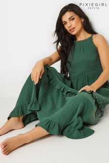 PixieGirl Petite Green Halter Tiered Maxi Dress (W47755) | AED189