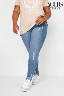 Svetlo modra - Yours Curve Grace Cropped Turn Up Jeggings (W61121) | €33