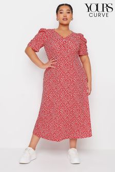 أحمر - Yours Curve Textured Milkmaid Dress (W63741) | 168 ر.ق