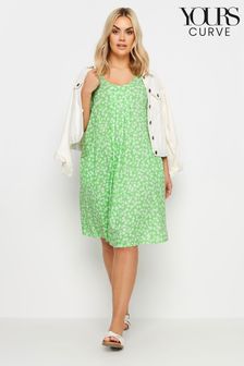 Zelena - Yours Curve cvetlična obleka z drobnim potiskom in žepi  (W84116) | €33