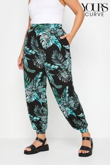 Yours Curve Black Full Length Cuffed Harem Trousers (W87826) | SGD 52