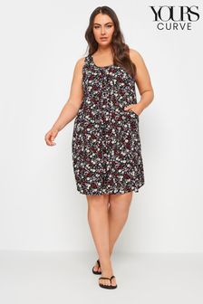 Yours Curve Black Floral Ditsy Pocket Dress (W89763) | AED161