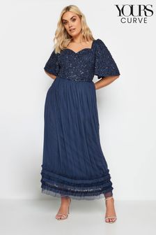 Yours Curve Luxe Sequin Ruffle Hem Maxi Dress (W96348) | NT$4,430