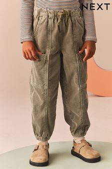 Khaki Green Corduroy Cargo 100% Cotton Trousers (3-16yrs) (Y04710) | $29 - $38