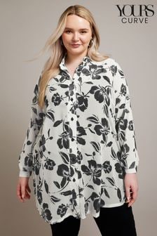 乳白色 - Yours London Curve花朵圖案Boyfriend風格襯衫 (Y17735) | NT$1,770