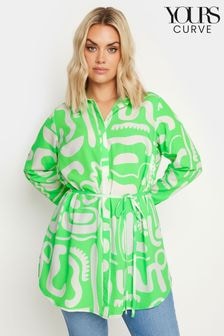 Yours Curve Green LIMITED COLLECTION  Abstract Print Longline Shirt (Y50956) | $50