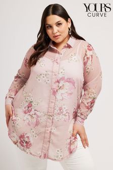 YOURS LONDON Curve Pink Floral Boyfriend Shirt (Y60763) | AED211