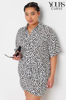 Yours Curve Black LIMITED COLLECTION Zebra Print Crinkle Shirt (Y94626) | HK$247