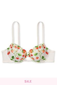 Victoria's Secret Lightly Lined Strawberry Embroidery Demi Bra