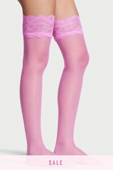 Victoria's Secret Lace Top Thigh Highs with Reinforced Heel