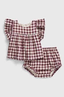 Linen-Cotton Gingham Two-Piece Outfit Set