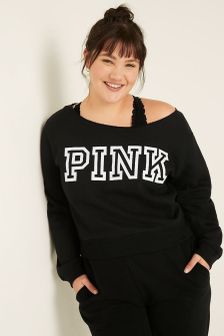Victoria's Secret PINK Classic Logo Off Shoulder Sweatshirt