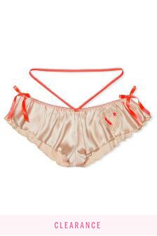 Victoria's Secret Strappy Satin Short with Heart Embroidery Detail