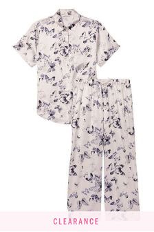 Victoria's Secret Satin Short Sleeve Cropped Pyjamas
