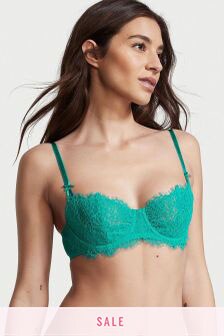 Victoria's Secret Wicked Unlined Lace Balconette Bra with Lace Up Detail