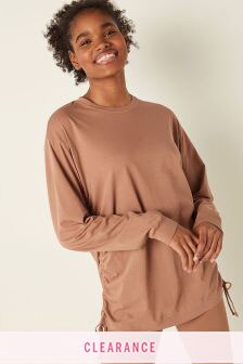 Victoria's Secret PINK Campus Long Sleeve Ruched Tee