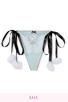Victoria's Secret Crystal Snowflake PomPom VString Panty