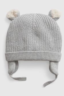 Sherpa Lined Bear Beanie Hat