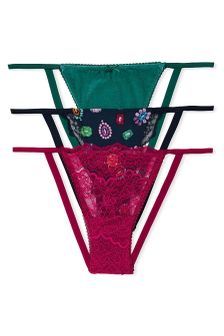 Victoria's Secret 3 Pack Bejeweled Charm G String Panties