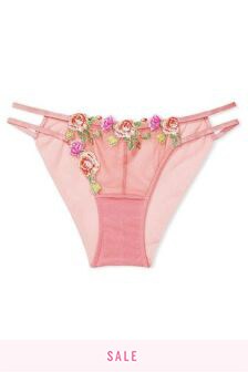 Victoria's Secret Rose Embroidered String Bikini Panty