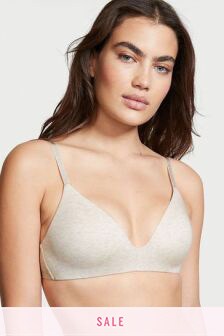 Victoria's Secret Wireless Cotton Bra with Shimmer Logo Straps