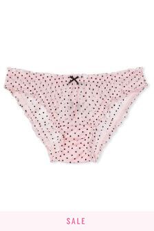 Victoria's Secret Flocked Dot Ruffled Mesh Cheekini Panty