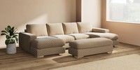 Large - U Shaped Double Chaise with Footstool