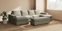 Large - U Shaped Double Chaise with Footstool