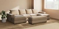 Large - U Shaped Double Chaise with Footstool