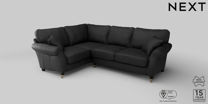 Black leather left online hand corner sofa