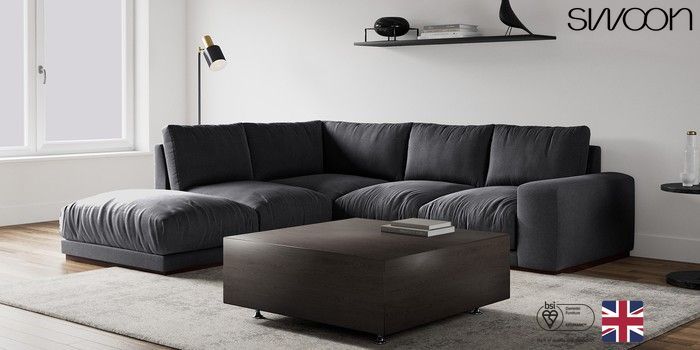 Denver grey right hand deals corner sofa