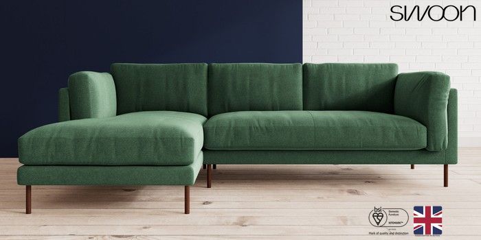 Buy Munich by Swoon Corner Chaise Left Hand Smart Wool Hunter Dark from the Laura Ashley online shop