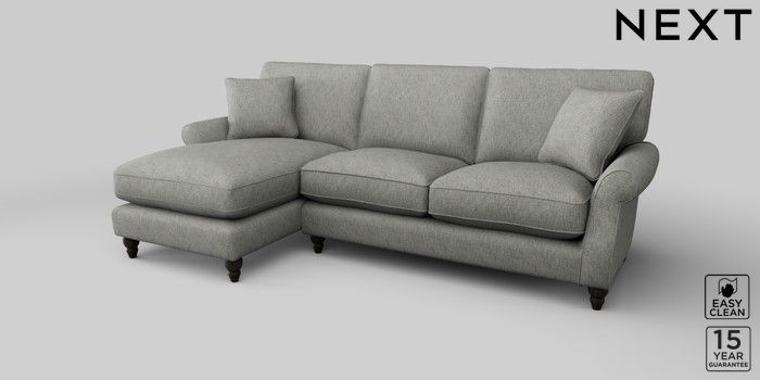 Buy Ashford Relaxed Sit Medium Sofa Chaise Left Hand Boucle Weave Easy Clean Dark Grey Low Turned Dark from the AspennigeriaShops online shop
