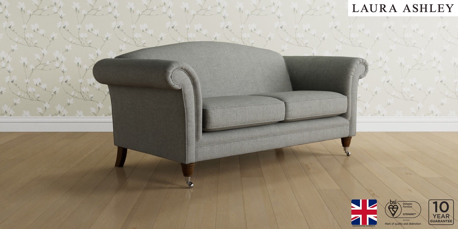 Buy Gloucester By Laura Ashley Large Sofa Anneliese Steel Low Chrome