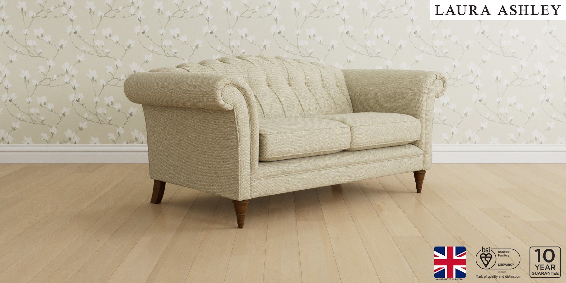 Buy Gloucester Button Back By Laura Ashley Medium Sofa Harley Natural