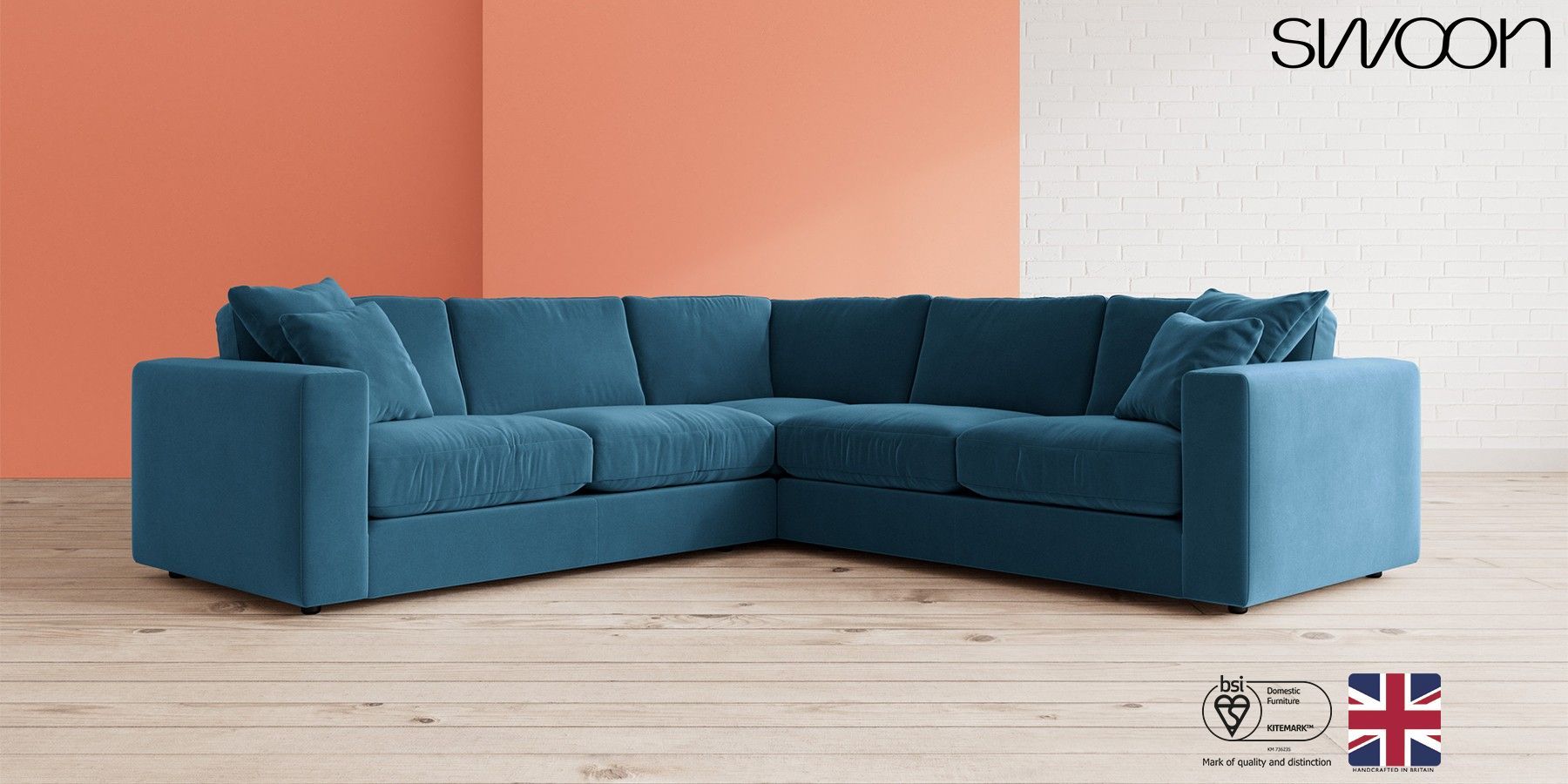 Petrol blue store corner sofa