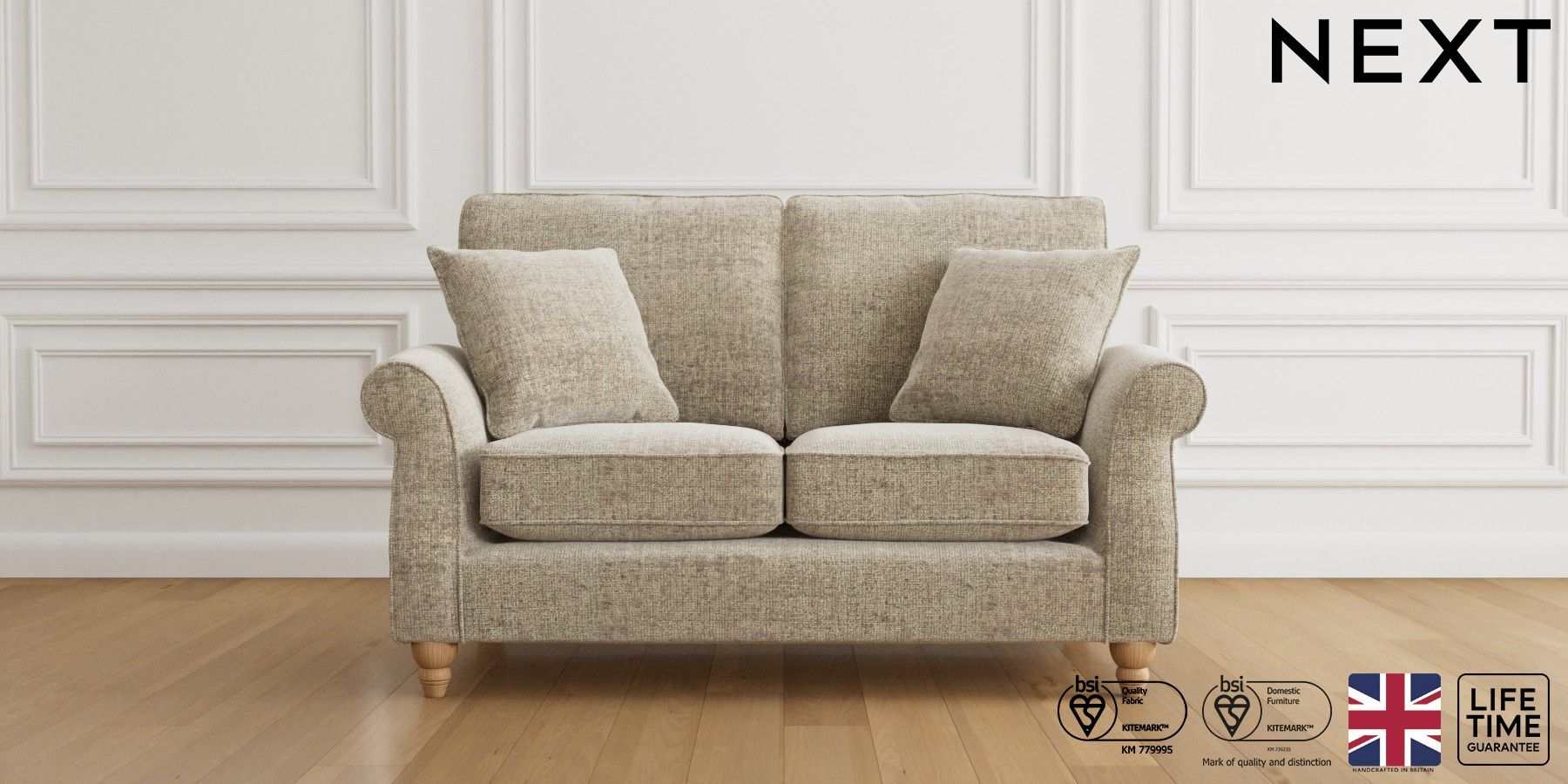 Buy Ashford Firmer Sit Small Sofa Plush Chenille Light Natural Low