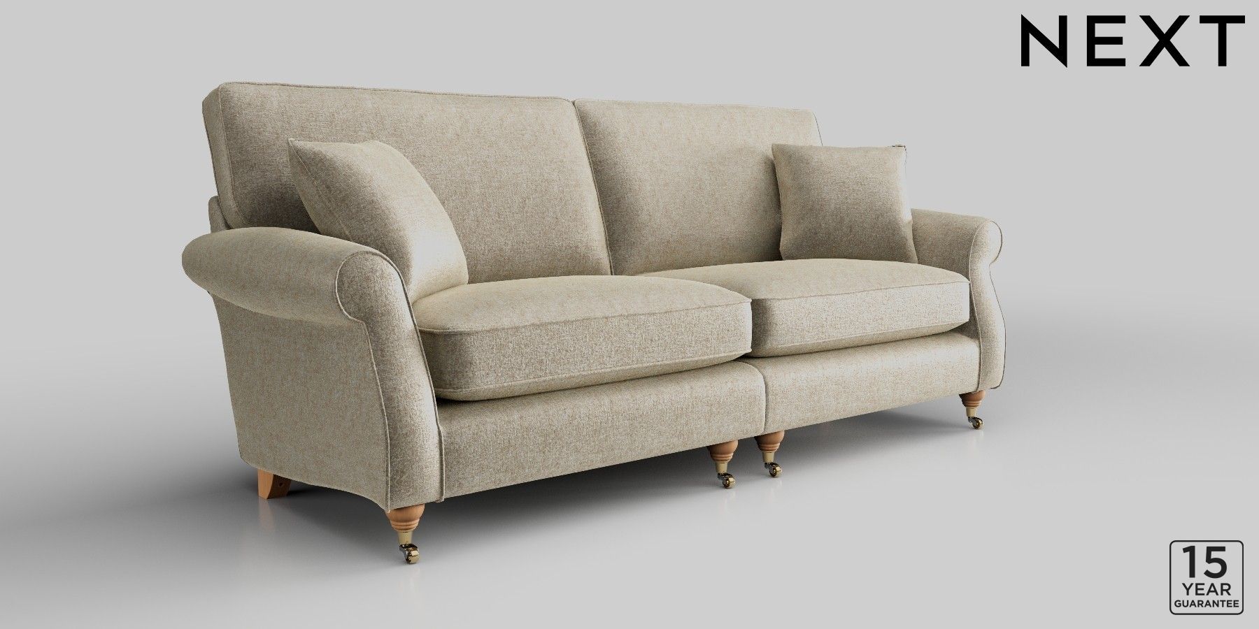 Buy Ashford Firmer Sit Extra Large Sofa Plush Chenille Light Natural Castor Light from the