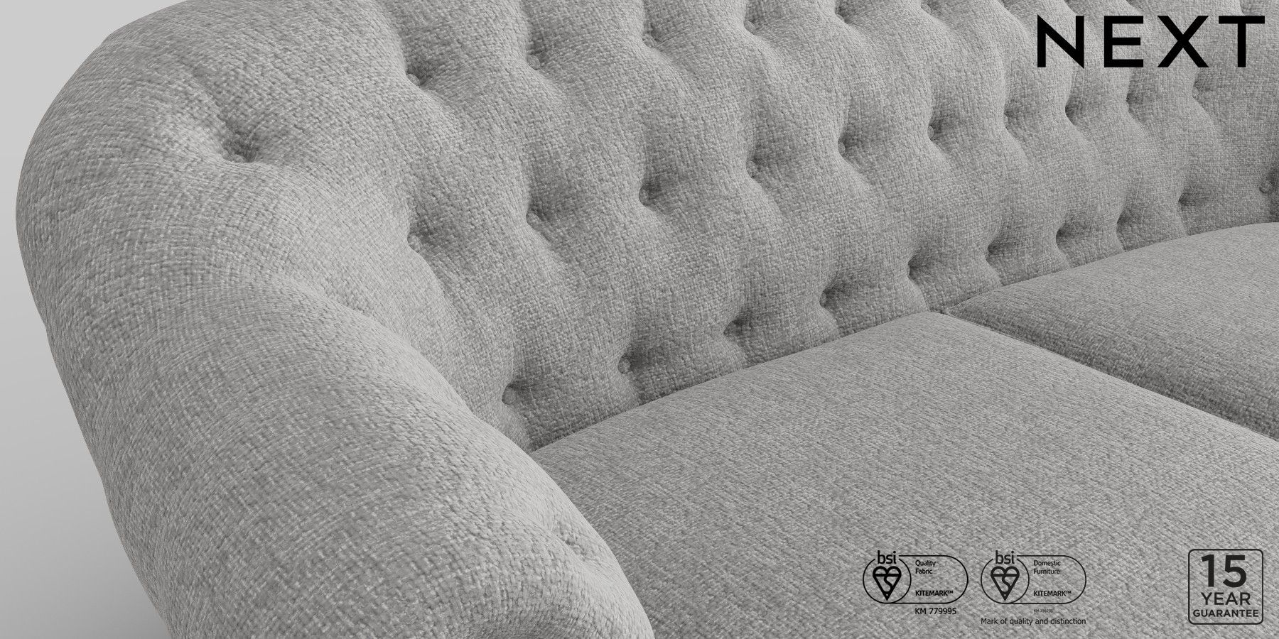 Buy Charlbury II Firmer Sit Large Sofa Chunky Chenille Light Grey