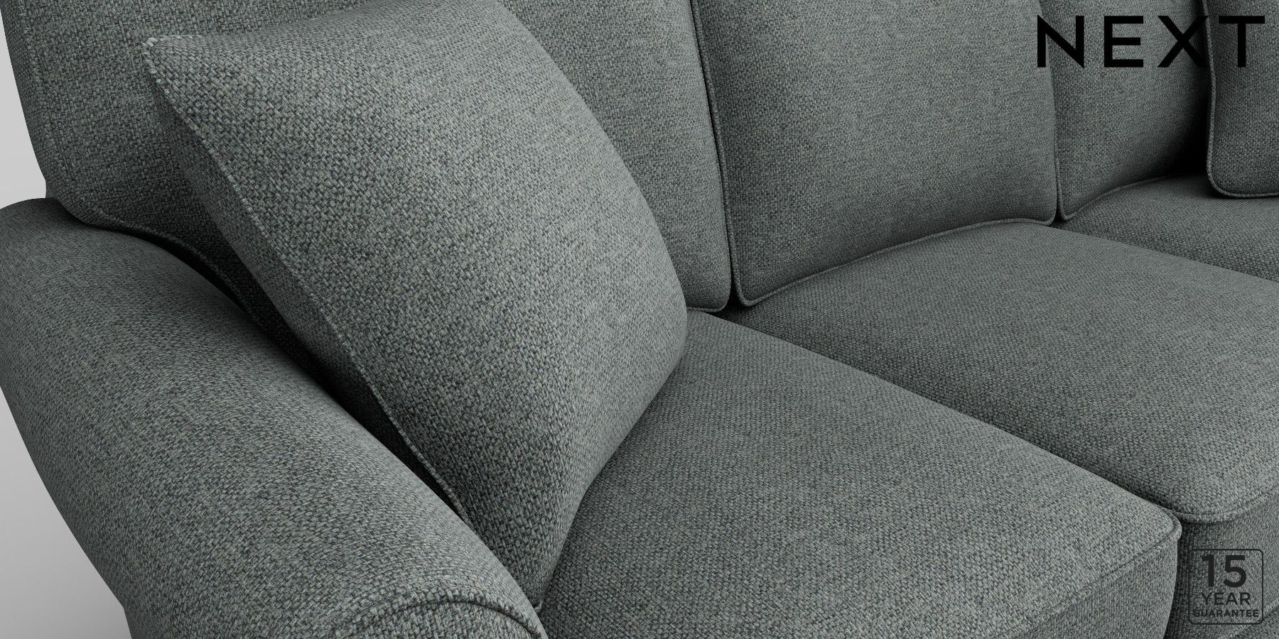 Buy Ashford Firmer Sit Large 3 Seater Sofa Chunky Weave Mid Grey Castor