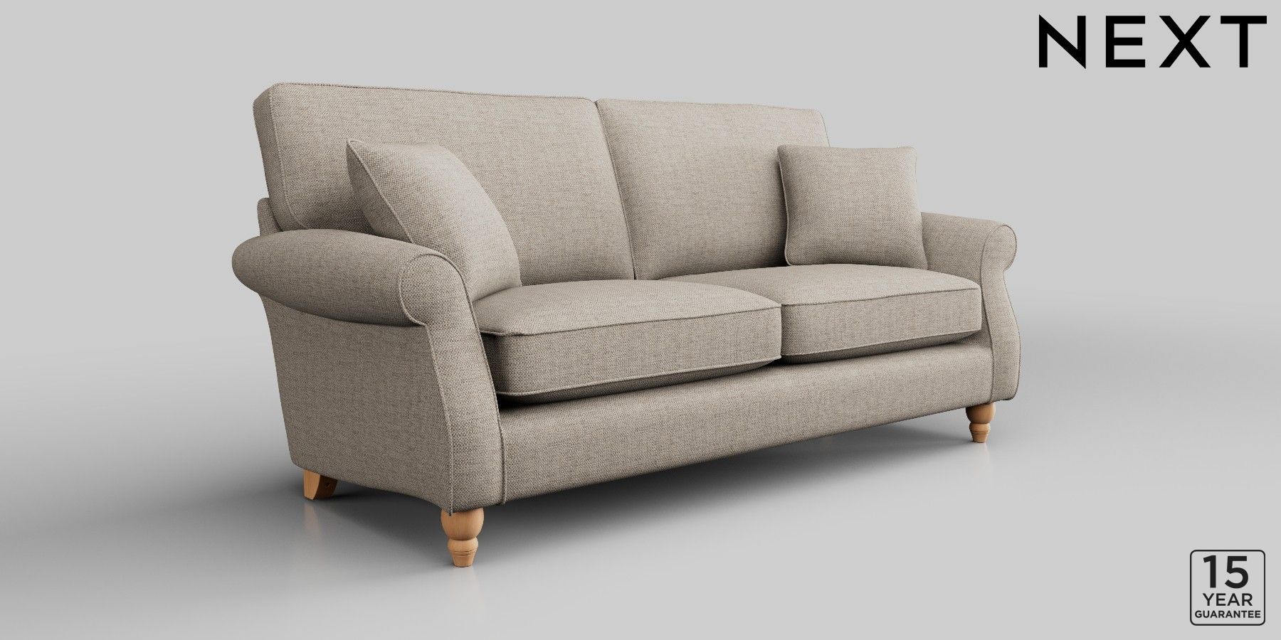 Buy Ashford Large Sofa Chunky Weave Mid Natural Low Turned Light from