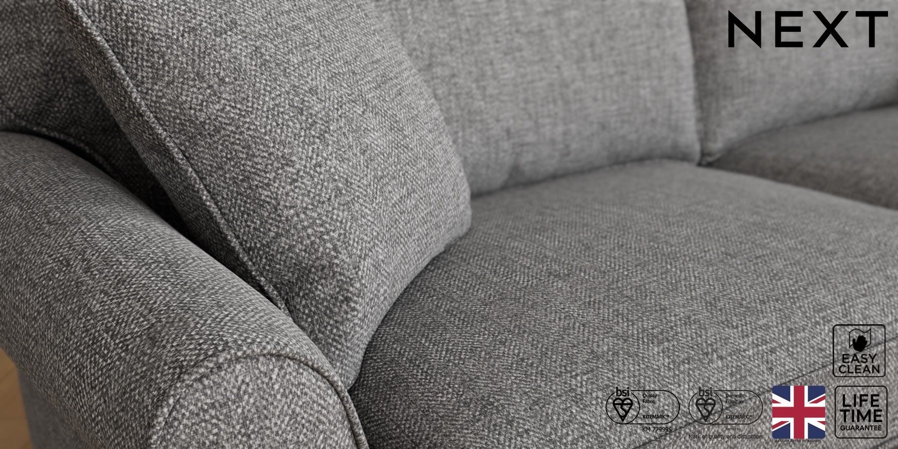 Buy Ashford Firmer Sit Extra Large Sofa Woven Chenille Easy Clean Light