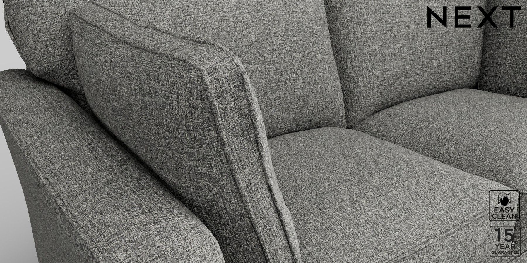 Buy Heath Highback Firmer Sit Large Sofa Chunky Boucle Mid Grey Block Light from the Next UK