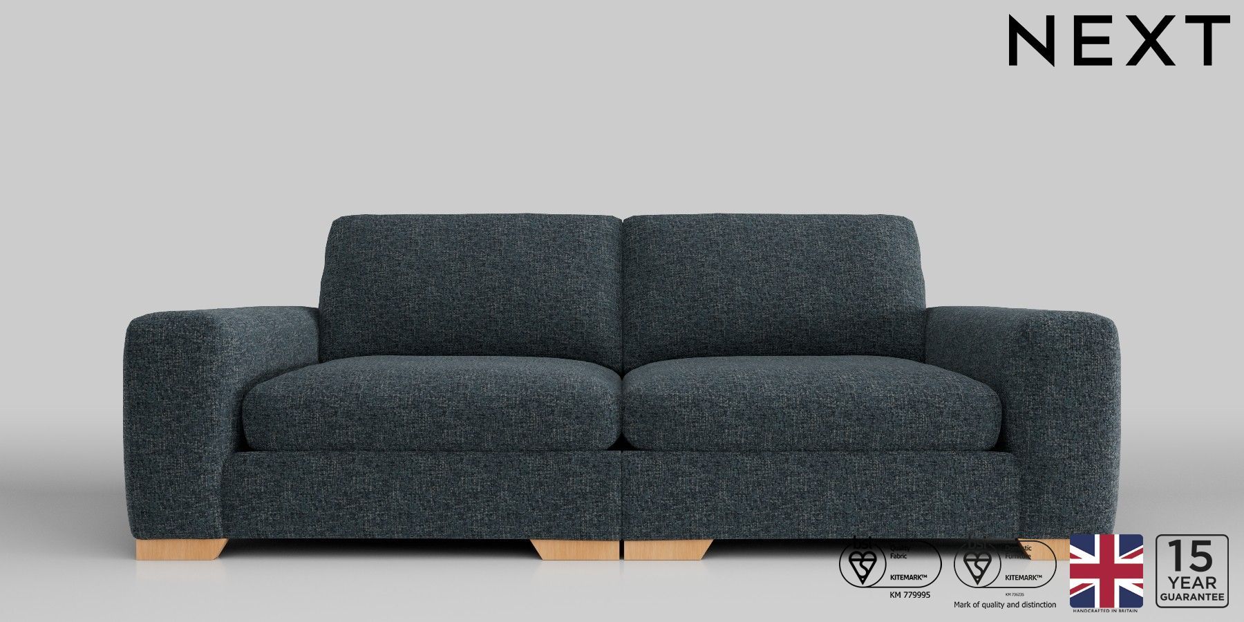 Buy Houghton Deep Firmer Sit Extra Large Sofa Chunky Chenille Dark Navy