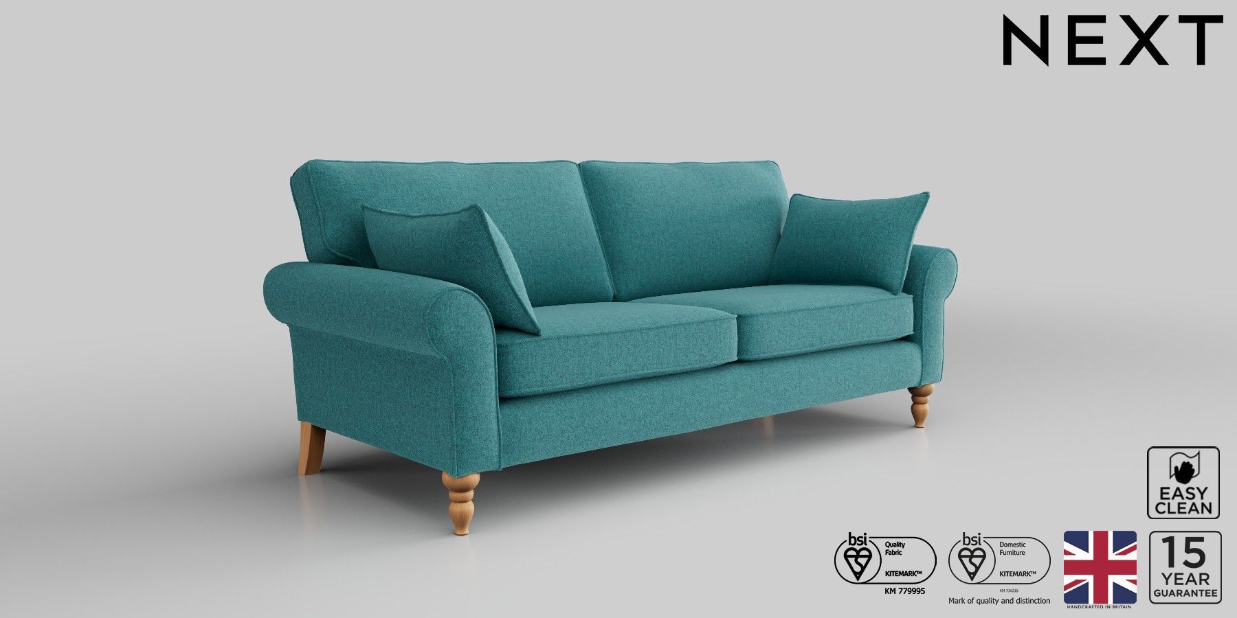 Buy Mallory Firmer Sit Large Sofa Tweedy Blend Dark Teal High Turned