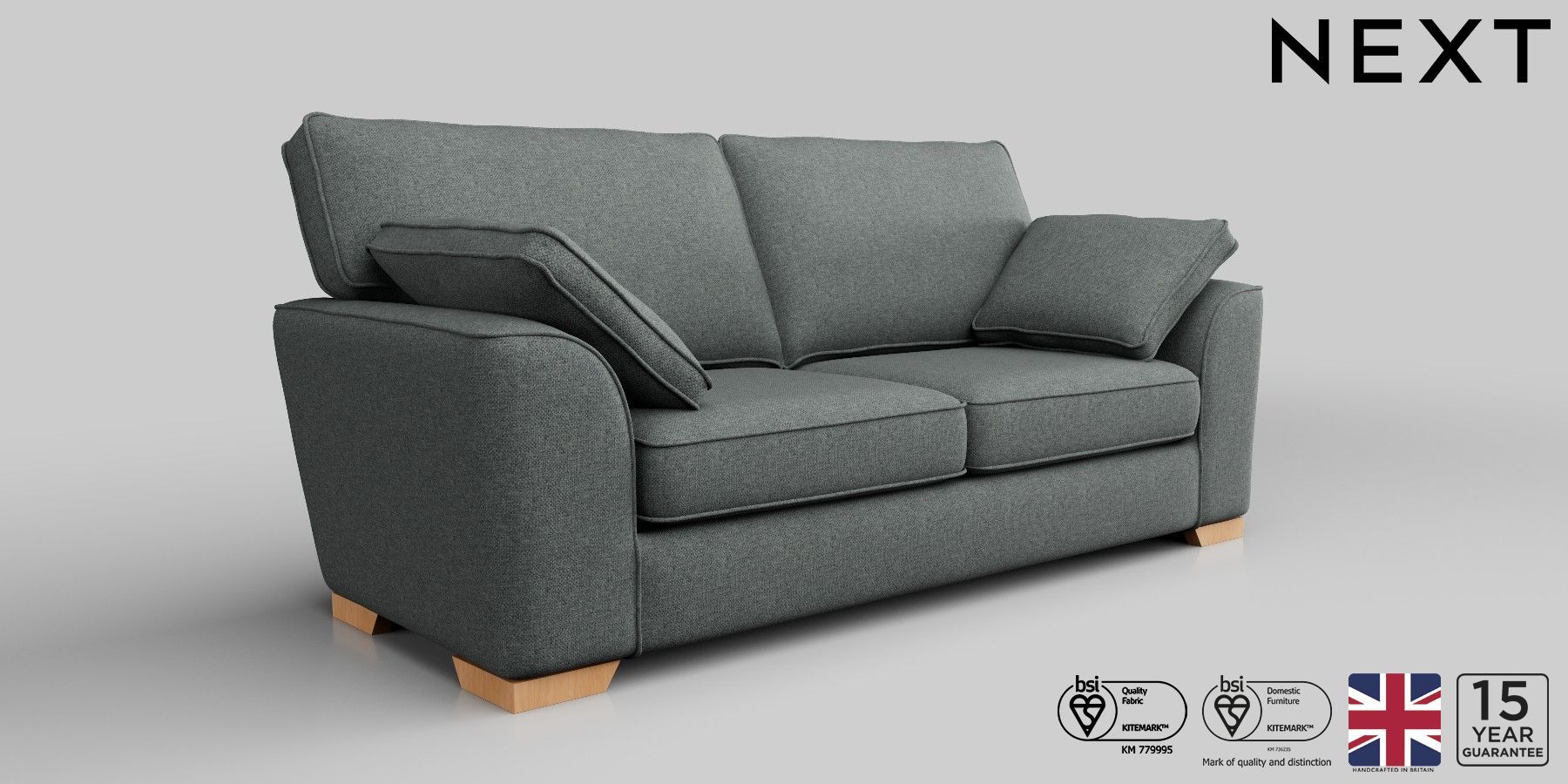 Buy Stamford Firmer Sit Large Sofa Chunky Weave Mid Grey Large Square