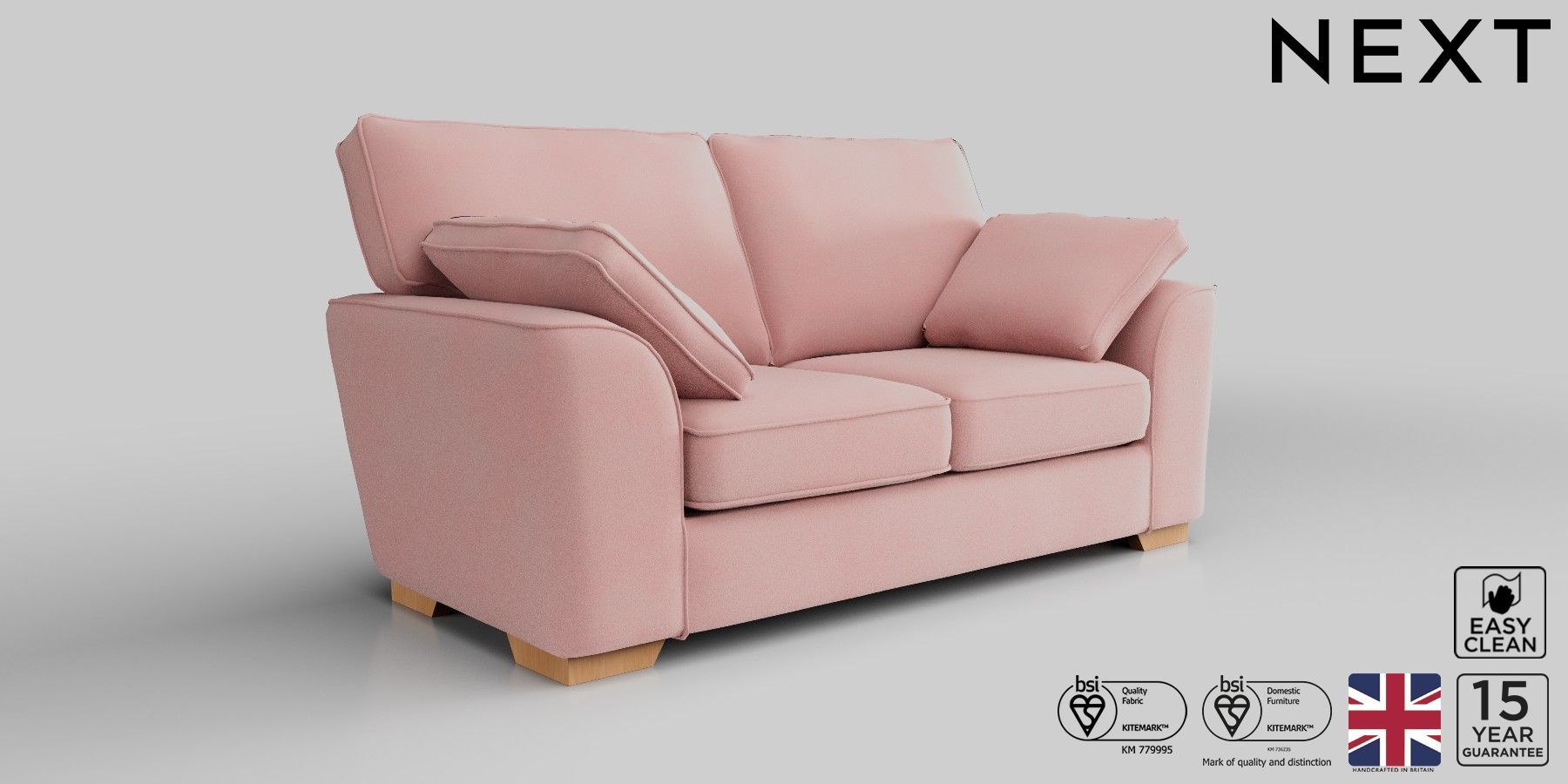 Buy Stamford Firmer Sit Medium Sofa Plush Velvet Easy Clean Blush Large Square Angle Light