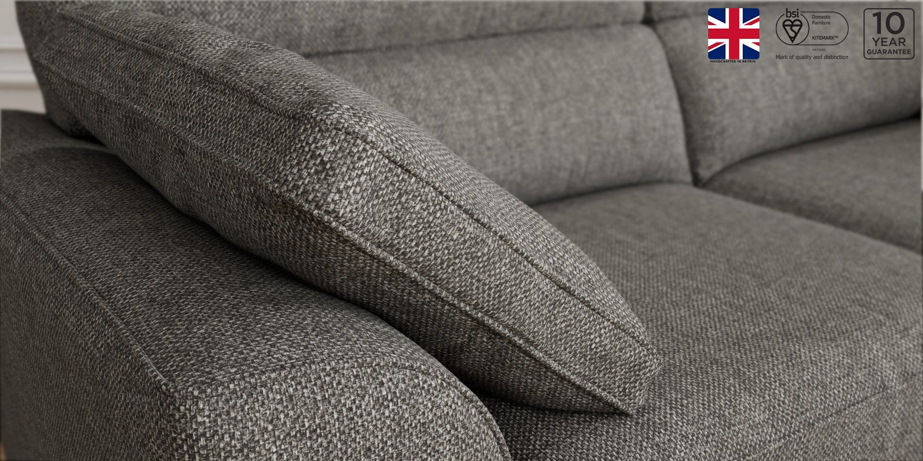 Buy Stamford Highback Firmer Sit Large Sofa Chunky Weave Mid Grey Large