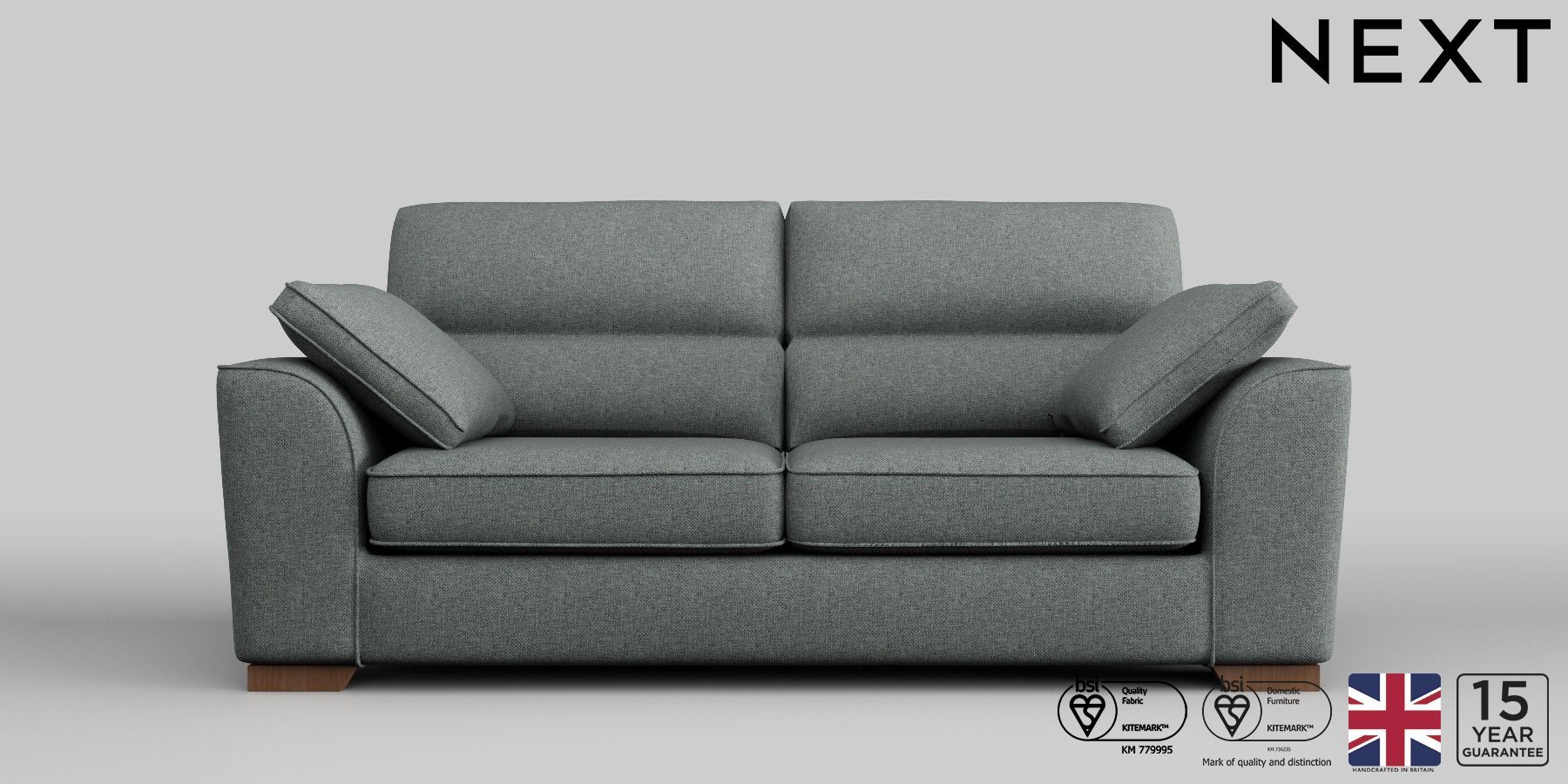 Buy Stamford Highback Firmer Sit Large Sofa Chunky Weave Mid Grey Large